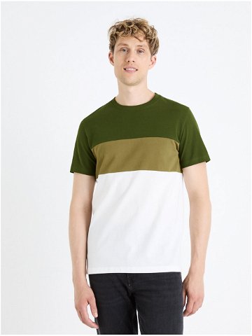 Zeleno-bílé pánské tričko Celio Febloc
