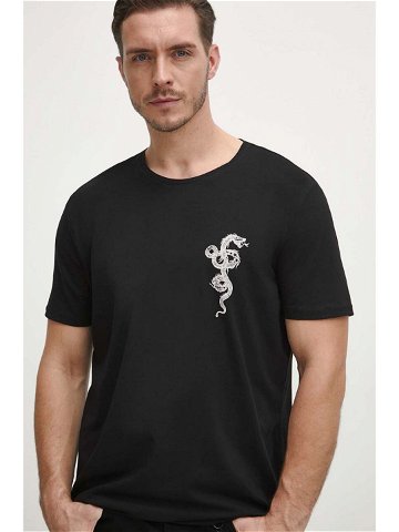 Bavlněné tričko Medicine černá barva s potiskem