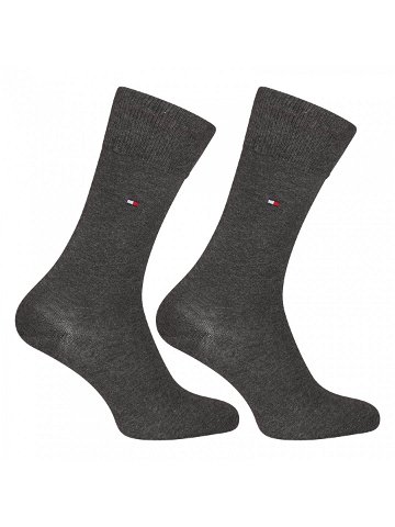 2PACK pánské ponožky Tommy Hilfiger vysoké šedé 371111 030 M
