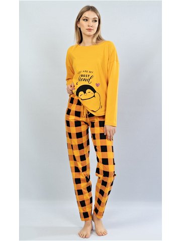 Dámské pyžamo dlouhé model 16478573 žlutá XL – Vienetta Secret