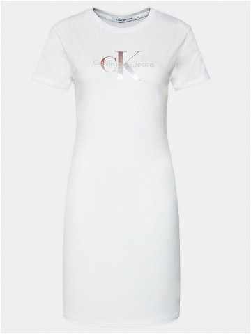 Calvin Klein Jeans Každodenní šaty Diffused Monologo J20J223056 Bílá Slim Fit