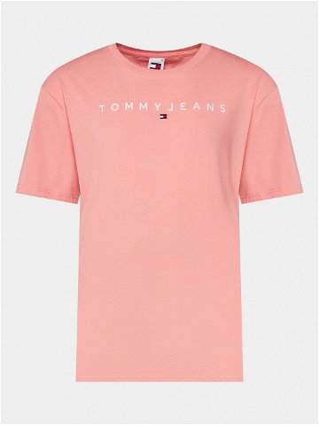 Tommy Jeans T-Shirt Linear Logo DM0DM17993 Růžová Regular Fit