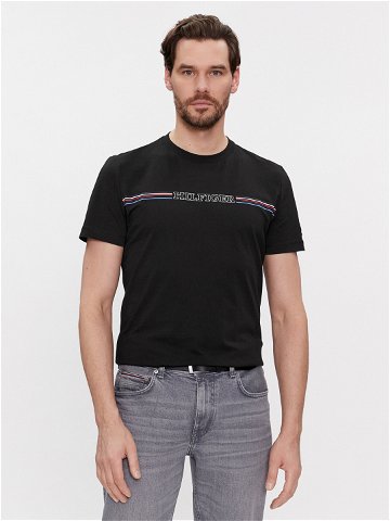 Tommy Hilfiger T-Shirt Stripe Chest MW0MW34428 Černá Slim Fit