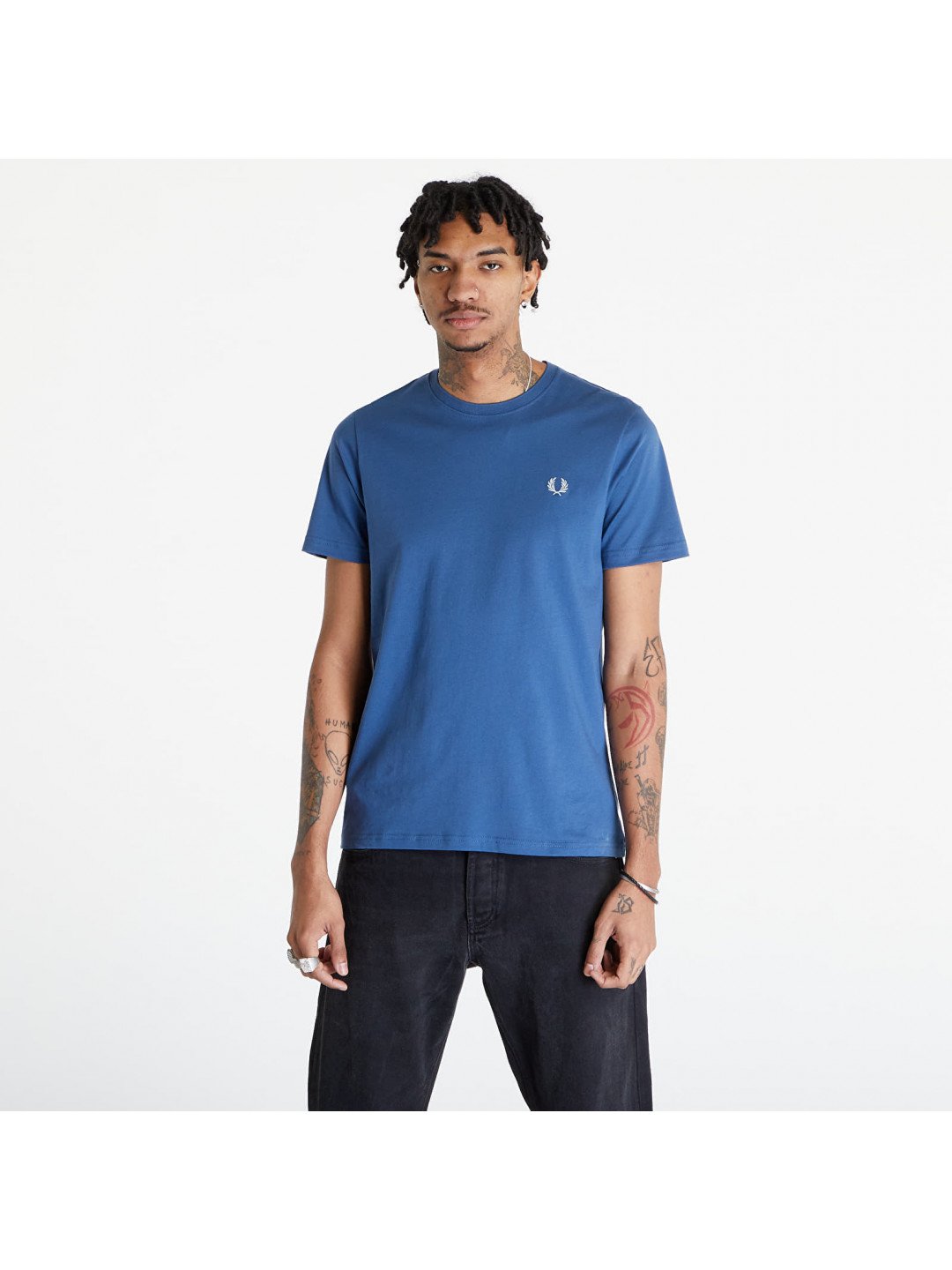 FRED PERRY Crew Neck T-Shirt Midnight Blue Light Ice