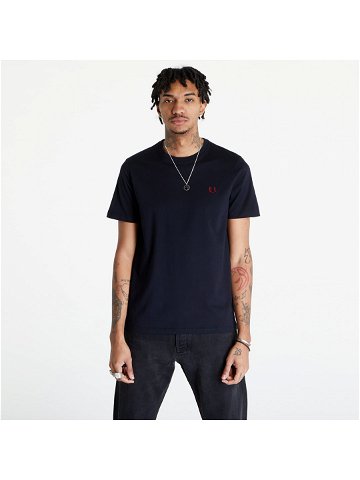 FRED PERRY Crew Neck T-Shirt Navy Burnt Red