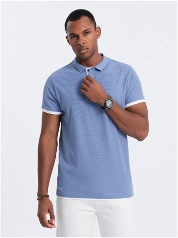 Světle modré pánské polo tričko Ombre Clothing