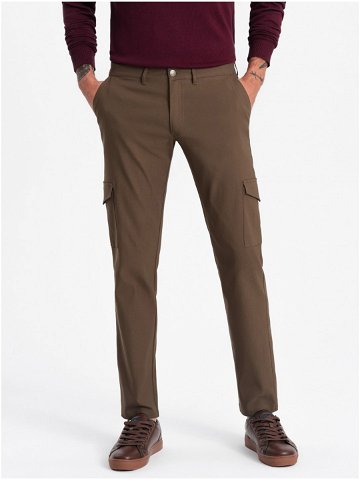 Khaki pánské cargo kalhoty Ombre Clothing