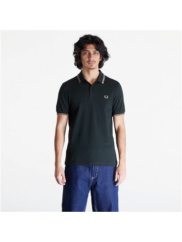 FRED PERRY Twin Tipped Polo Short Sleeve Tee Night Green Warm Grey Light Rust