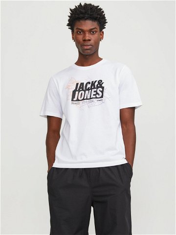 Jack & Jones T-Shirt Map Logo 12252376 Bílá Standard Fit