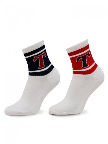 Tommy Jeans Sada 2 párů vysokých ponožek unisex 701228093 Bílá