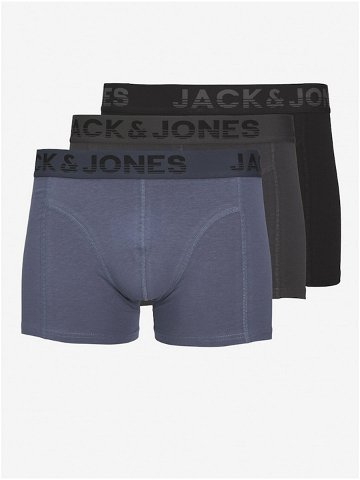 Sada tří pánských boxerek v černé šedé a modré barvě Jack & Jones