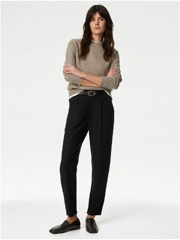 Černé dámské kalhoty s příměsí lnu Marks & Spencer