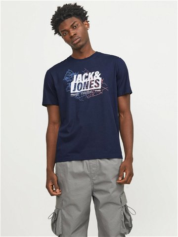 Jack & Jones T-Shirt Map Logo 12252376 Tmavomodrá Standard Fit