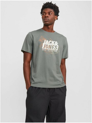 Khaki pánské tričko Jack & Jones Map