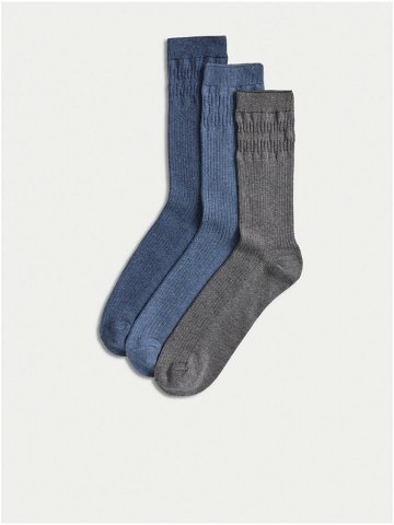 Sada tří párů pánských ponožek v modré a šedé barvě Marks & Spencer