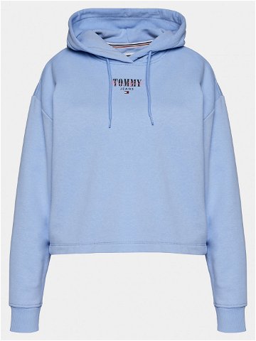Tommy Jeans Mikina Essential Logo DW0DW17797 Světle modrá Relaxed Fit