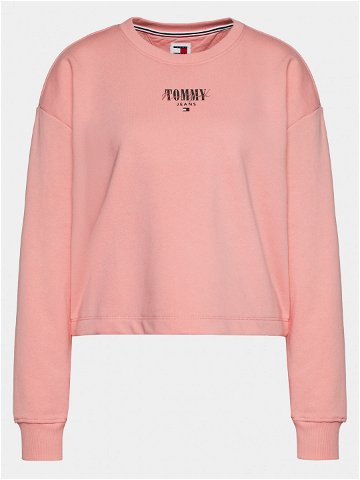 Tommy Jeans Mikina Essential Logo DW0DW17796 Růžová Relaxed Fit
