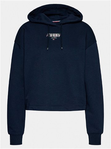 Tommy Jeans Mikina Essential Logo DW0DW17797 Tmavomodrá Relaxed Fit
