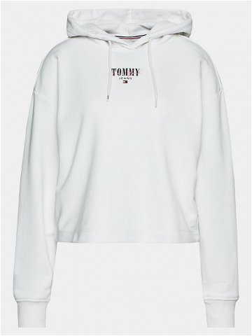 Tommy Jeans Mikina Essential Logo DW0DW17797 Bílá Relaxed Fit
