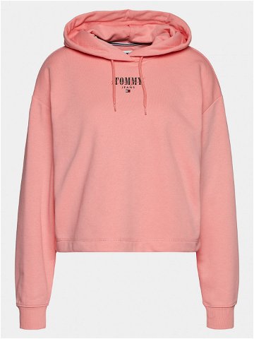 Tommy Jeans Mikina Essential Logo DW0DW17797 Růžová Relaxed Fit