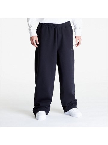 Nike Solo Swoosh Men s Open-Hem Brushed-Back Fleece Pants Black White