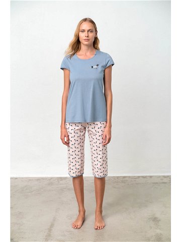 Vamp – Dvoudílné dámské pyžamo Dachsy 18308 – Vamp Barva blue dusty Velikost XL
