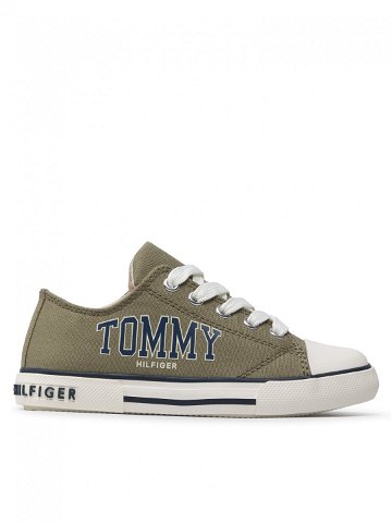 Tommy Hilfiger Plátěnky Low Cut Lace-Up Sneaker T3X4-32208-1352 M Zelená