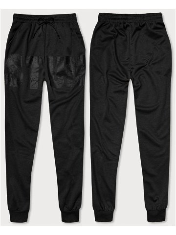 Černé pánské teplákové kalhoty s potiskem model 18406782 černá XXL – J STYLE