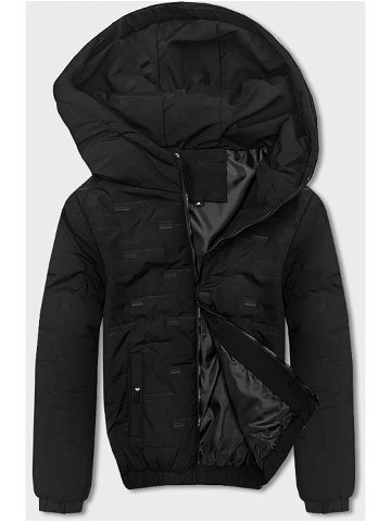 Černá pánská bunda s refiéfním vzorem 5M3116-392 Barva odcienie czerni Velikost XL