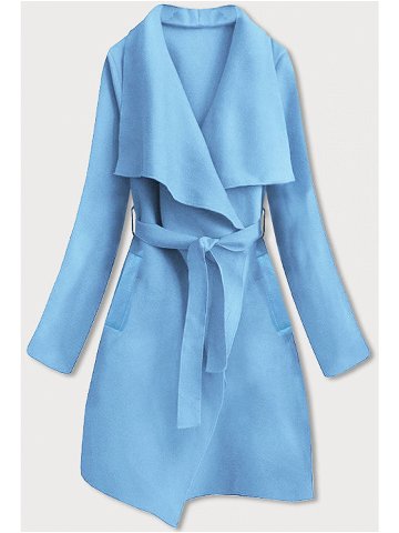 Blankytný minimalistický dámský kabát 747ART Barva odcienie niebieskiego Velikost ONE SIZE