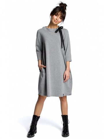 Dámské šaty nadměrné velikosti B070 šedé – BEwear S-36