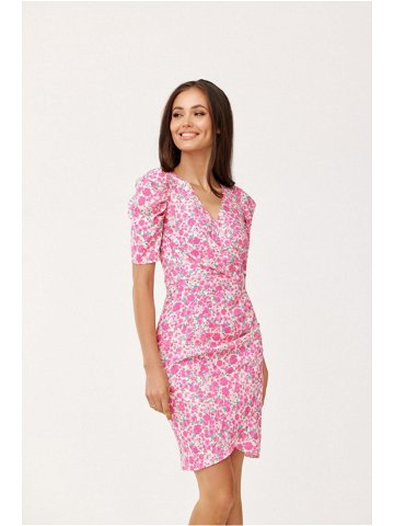 Dámské společenské šaty SUK0367-E46-46 růžovo bílé – Roco Fashion 46
