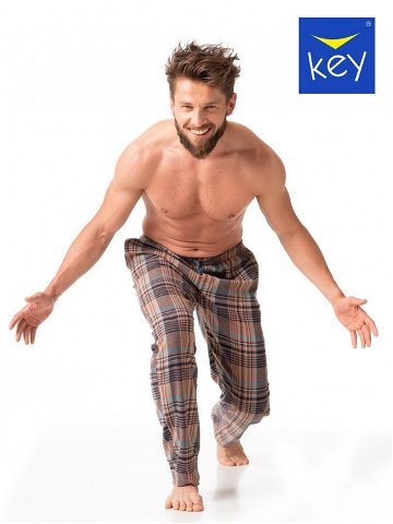 Pánské pyžamové kalhoty MHT 421 B23 hnědé káro – Key XL