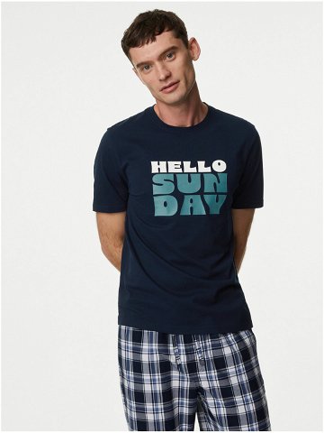 Tmavě modré pánské pyžamové tričko Marks & Spencer Hello Sunday