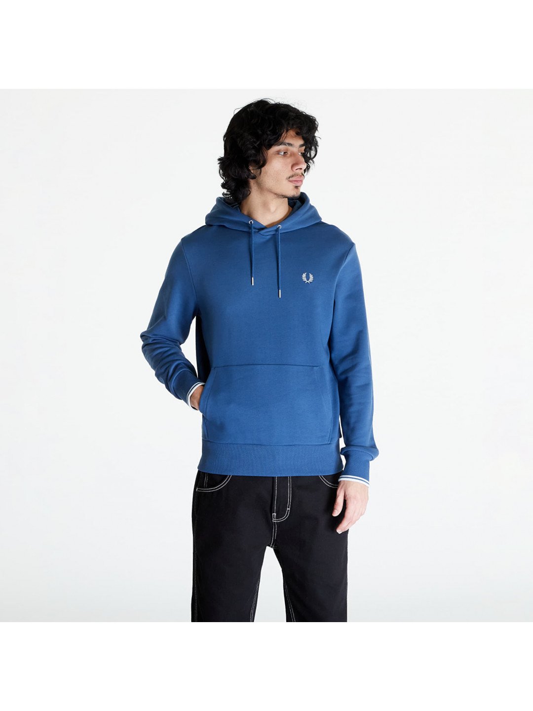 FRED PERRY Tipped Hooded Sweatshirt Midnight Blue Lghice