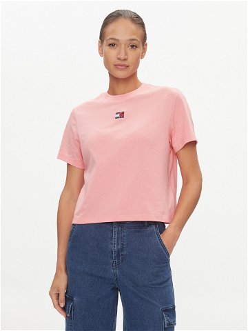 Tommy Jeans T-Shirt Badge DW0DW17391 Růžová Boxy Fit