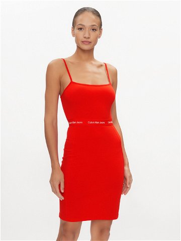 Calvin Klein Jeans Letní šaty Logo J20J219644 Červená Slim Fit