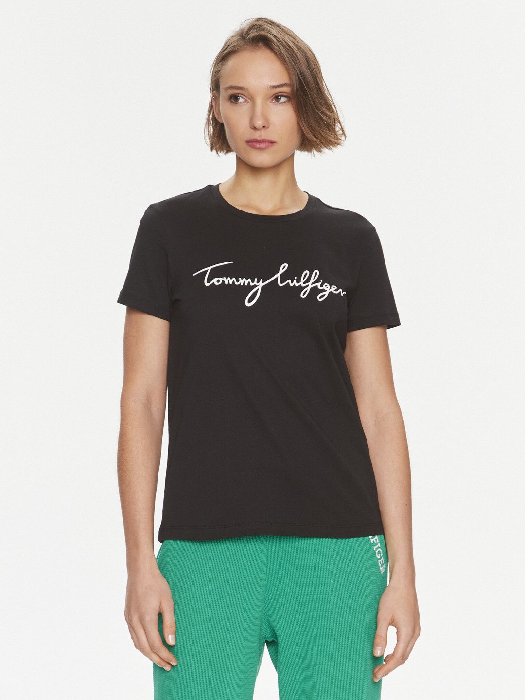Tommy Hilfiger T-Shirt Signature WW0WW41674 Černá Regular Fit