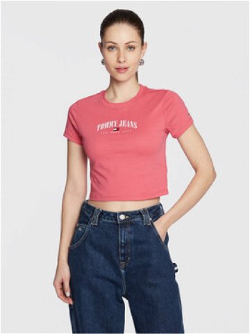Tommy Jeans T-Shirt Essential Logo DW0DW14910 Růžová Cropped Fit