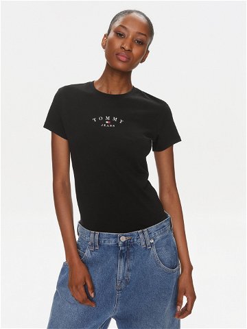 Tommy Jeans T-Shirt Essential Logo DW0DW18140 Černá Slim Fit