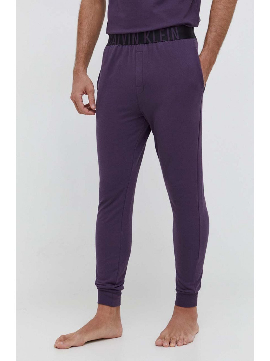 Pyžamové kalhoty Calvin Klein Underwear pánské fialová barva s potiskem