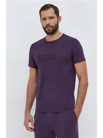 Bavlněné pyžamové tričko Calvin Klein Underwear šedá barva s potiskem