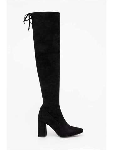 Semišové boty Wojas dámské černá barva na podpatku 7104281