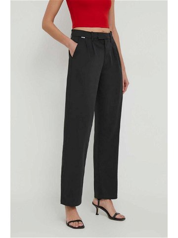 Kalhoty Pepe Jeans Tina dámské černá barva střih chinos high waist