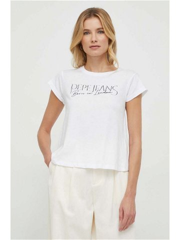 Bavlněné tričko Pepe Jeans HANNON bílá barva