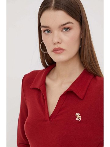 Tričko s dlouhým rukávem Abercrombie & Fitch červená barva