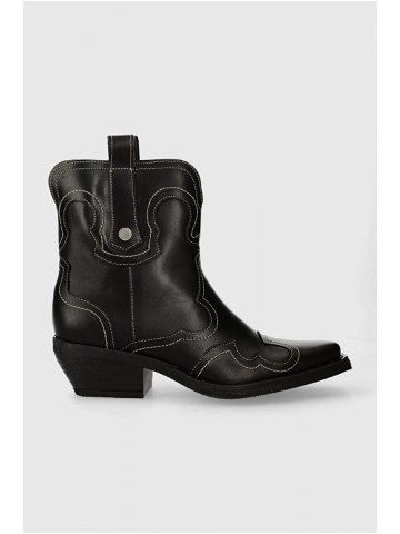 Westernové kožené boty Steve Madden Waynoa dámské černá barva na podpatku SM11003072