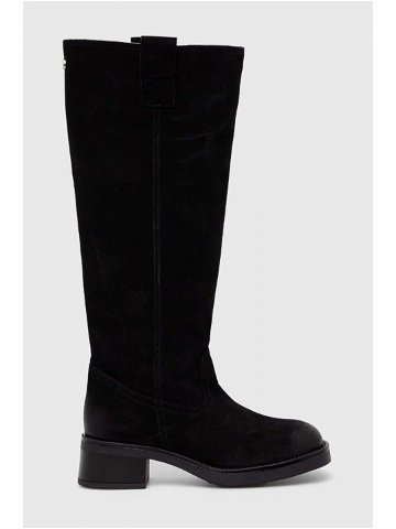 Semišové boty Steve Madden Banner dámské černá barva na plochém podpatku SM11003092