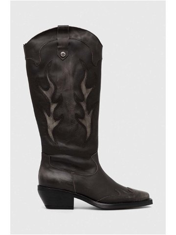 Westernové kožené boty Steve Madden Wenda dámské šedá barva na podpatku SM11003097
