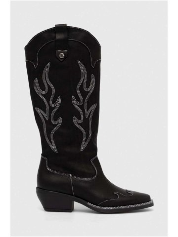 Westernové kožené boty Steve Madden Wenda dámské černá barva na podpatku SM11003097